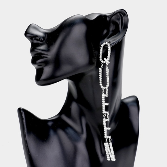 Jewelry - Rhinestone "QUEEN" Drop Earrings
